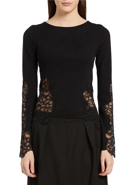 MAGLIA CON PIZZO TORSO DONNA NERO