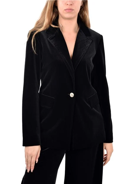 BLAZER IN VELLUTO MONOPETTO DONNA NERO