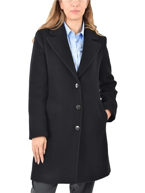 CAPPOTTO CORTO SCOLLO A REVER CON BOTTONI A VISTA DONNA NERO