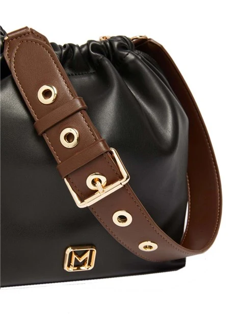 BORSA A MANO GIOIOSA CON LOGO M IN METALLO DONNA NERO