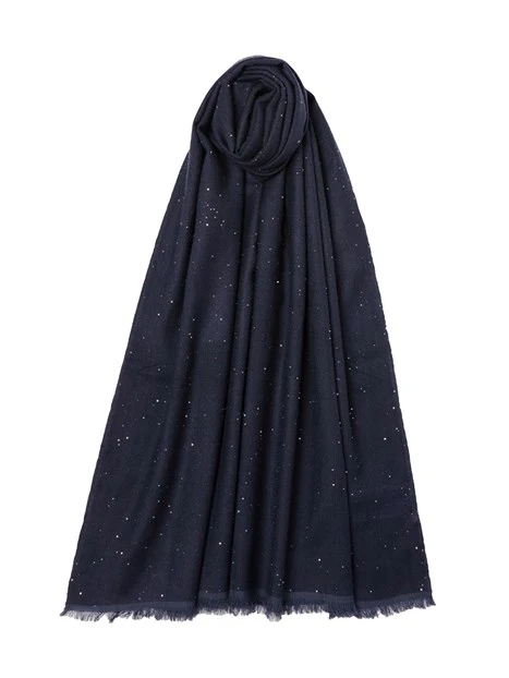 STOLA IN LANA CON MICRO PAILLETTE DONNA BLU