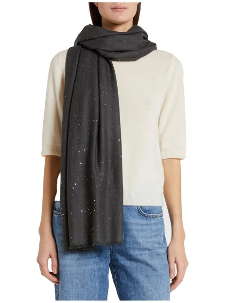 STOLA IN LANA CON MICRO PAILLETTE DONNA GRIGIO