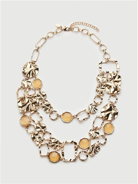COLLANA CON PIETRE E FINITURA DORATA DONNA ORO