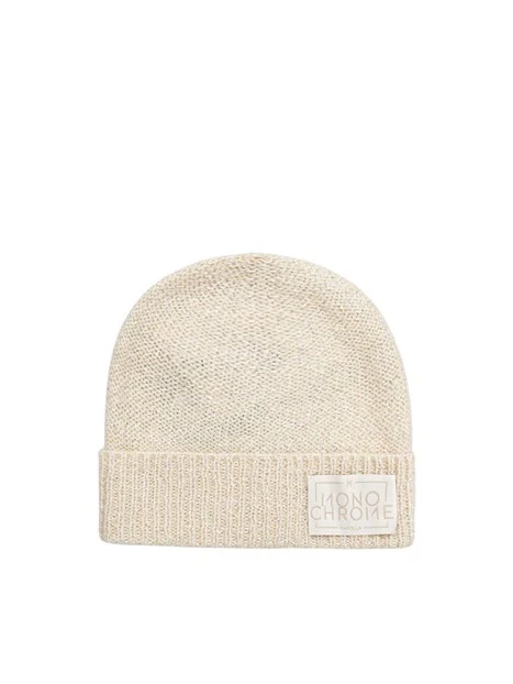 CAPPELLO IN MISTO CAHSMERE CON LOGO DONNA BIANCO