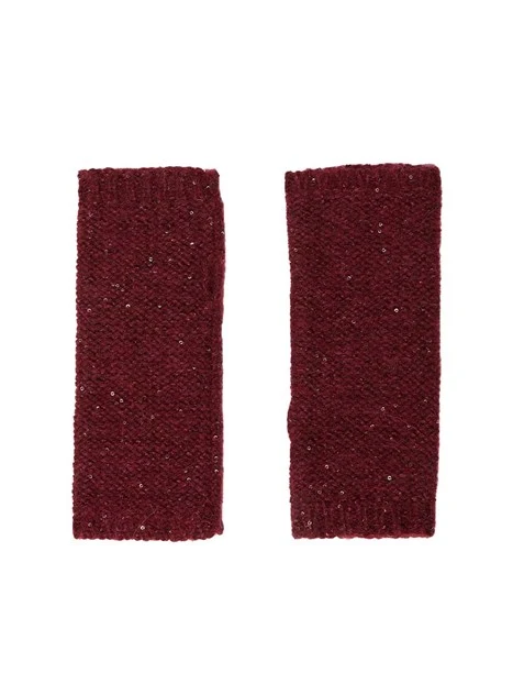 GUANTI SENZA DITA CON PAILLETTES DONNA BORDEAUX