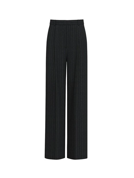 PANTALONI PALAZZO IN FLANELLA CON PIEGA STIRATA DONNA ANTRACITE
