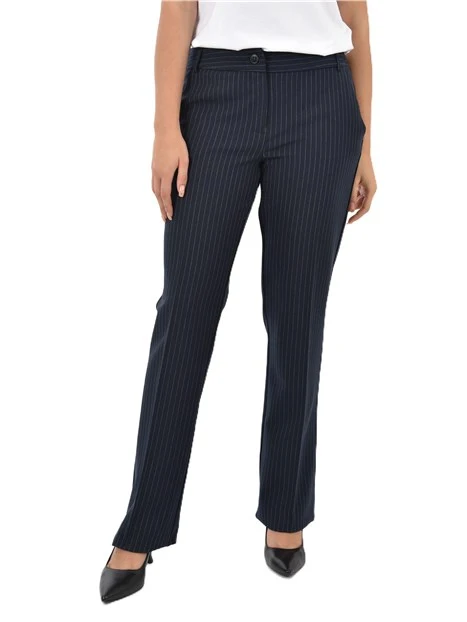 PANTALONE CHINO CON BOTTONE A CONTRASTO DONNA BLU