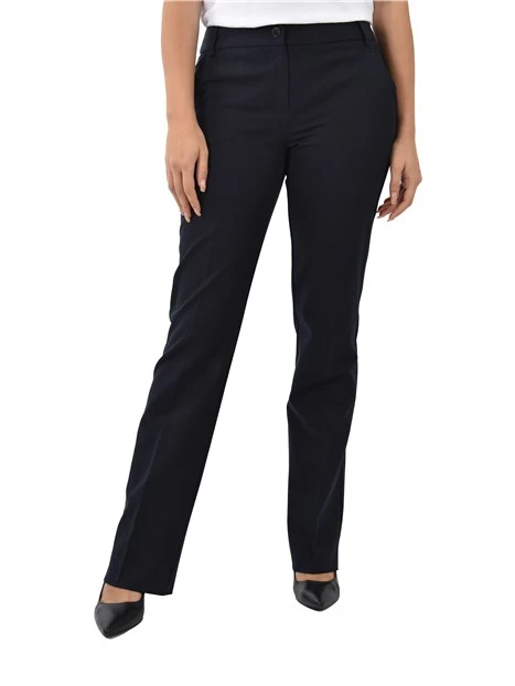 PANTALONE CHINO CON BOTTONE A CONTRASTO E TASCHE DONNA BLU