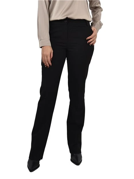 PANTALONE CHINO CON BOTTONE A CONTRASTO DONNA NERO