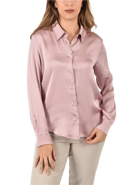 CAMICIA IN RASO CON COLLO A CAMICIA DONNA ROSA