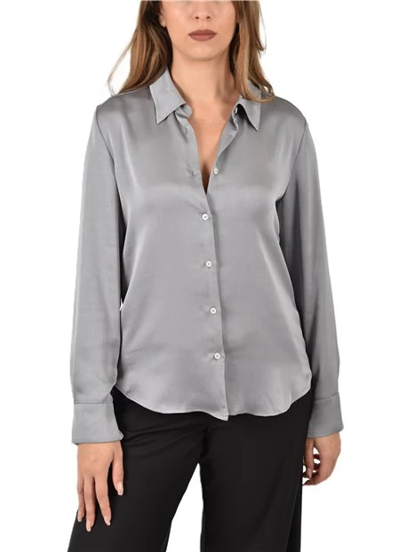 CAMICIA IN RASO CON COLLO A CAMICIA DONNA GRIGIO