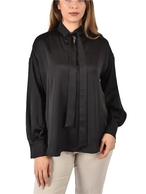 BLUSA IN RASO CON FIT DRITTO DONNA NERO