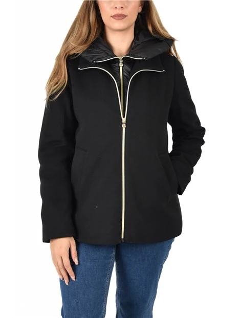 PIUMINO CORTO IN PANNO SOFT DONNA NERO