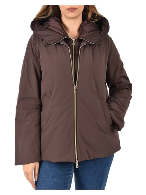 CAPPOTTO CORTO IMBOTTITO FULL ZIP DONNA BORDEAUX