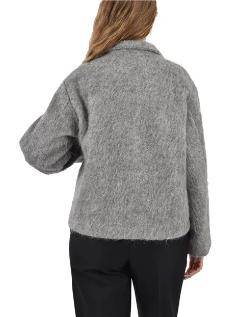 CAPPOTTO CORTO MISTO LANA E ALPACA DONNA GRIGIO