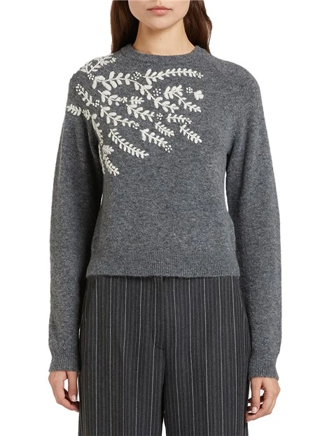 MAGLIA GIROCOLLO CON RICAMO LIUTAIO DONNA GRIGIO