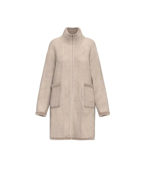 CAPPOTTO LUNGO REVERSIBILE MONOPETTO DONNA BEIGE