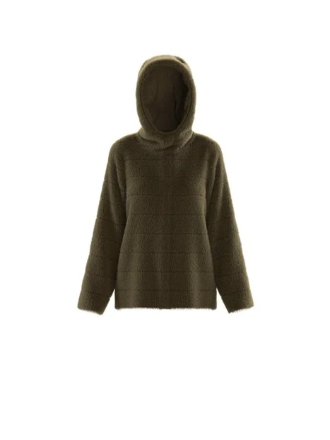GIACCA CORTA IN ECOPELLICCIA CON CAPPUCCIO DONNA VERDE