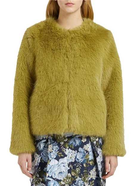 CAPPOTTO CORTO EFFETTO PELLICCIA OVIDIO DONNA VERDE