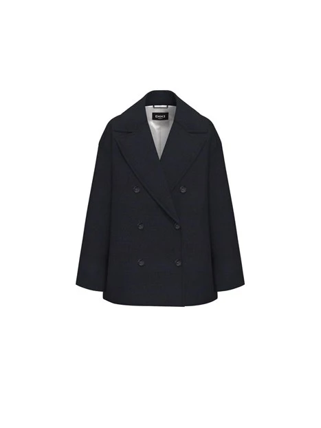 CAPPOTTO CORTO IN PANNO MISTO LANA DONNA BLU