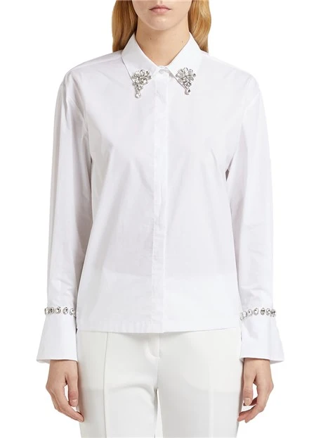 CAMICIA CON DECORAZIONI IN STRASS DONNA BIANCO