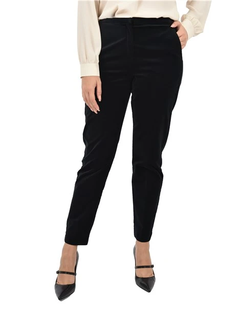 PANTALONE CHINO IN VELLUTO LISCIO DONNA NERO