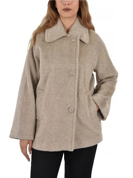 CAPPOTTO CORTO MISTO ALPACA DONNA ECRU