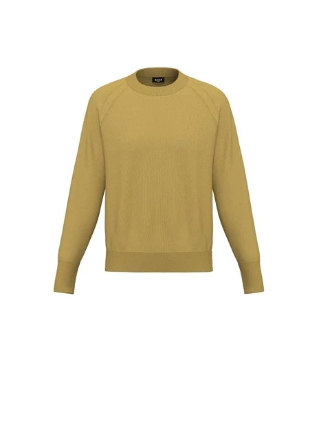 MAGLIA GIROCOLLO IN FILATO MISTO LANA CON LAVORAZIONI A COSTINE DONNA GIALLO