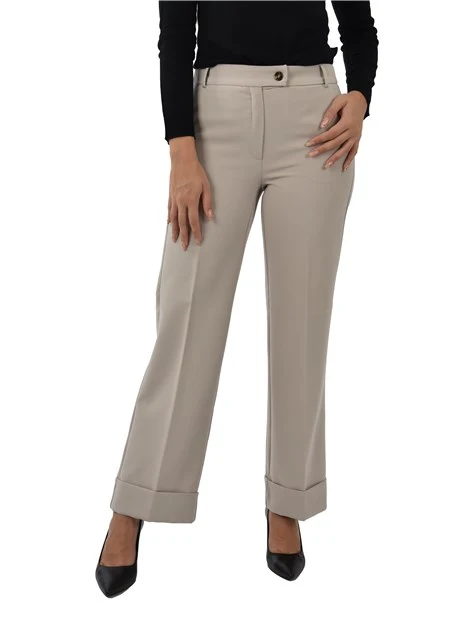 PANTALONI CHINO CON BOTTONE A VISTA DONNA BEIGE