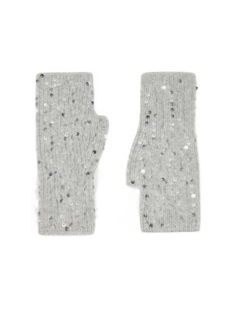 GUANTI SENZA DITA IN MAGLIA CON PAILLETES DONNA GRIGIO