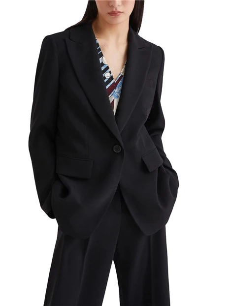 GIACCA MONOPETTO CON TASCHE LATERALI DONNA NERO