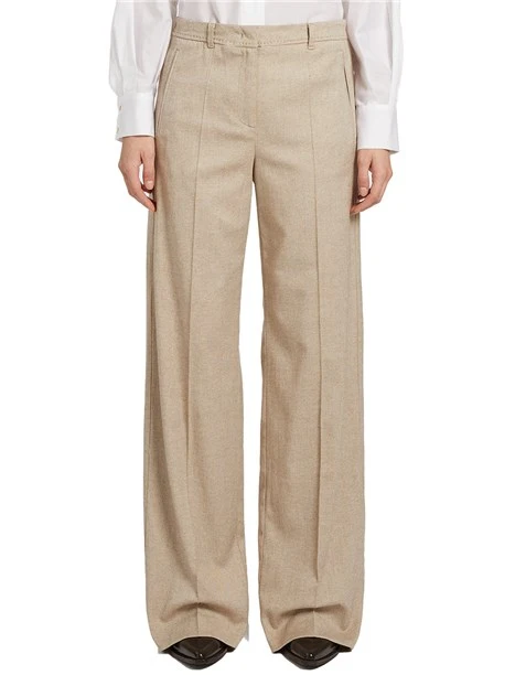 PANTALONE A PALAZZO CON PIEGA STIRATA PASCIA DONNA BIANCO