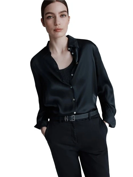CAMICIA MISTO SETA BUNNY DONNA NERO