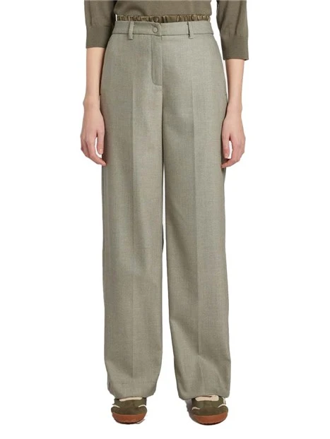 PANTALONE CHINO CON PIEGA STIRATA E BOTTONE A PRESSIONE DONNA VERDE