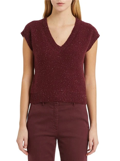 GILET CON PAILLETTES NOROIS DONNA BORDEAUX