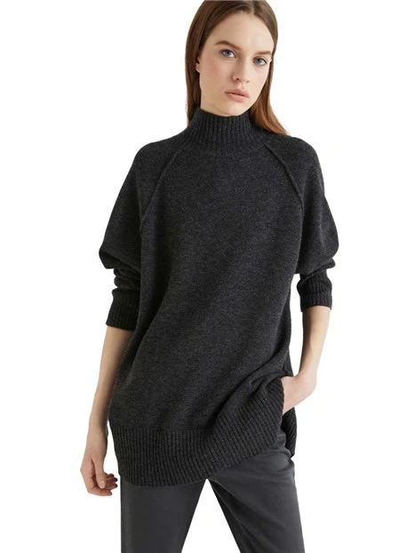 DOLCEVITA IN LANA CON SPACCHI DONNA ANTRACITE