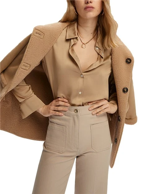 CAMICIA IN RASO DONNA BEIGE