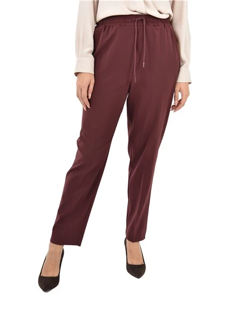 PANTALONI JOGGERS  CON PIEGA STIRATA FRONTE E RETRO DONNA BORDEAUX