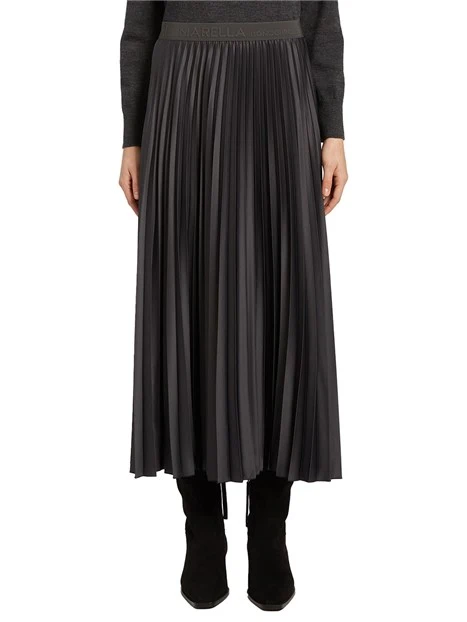 GONNA LUNGA IN RASO TECNICO PLISSE DONNA ANTRACITE