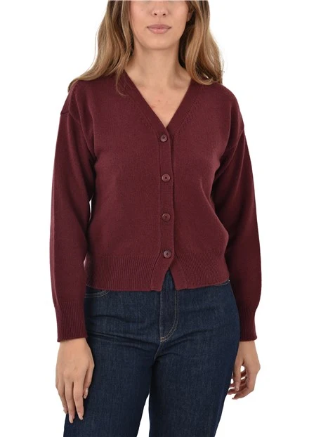 MAGLIA SCOLLO A BARCA CON SCOLLO POSTERIORE DONNA BORDEAUX
