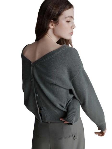 MAGLIA GIROCOLLO CON SCOLLO POSTERIORE REVERSIBILE DONNA ANTRACITE