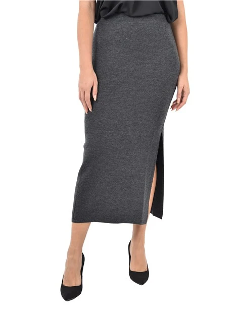 GONNA LUNGA IN LANA VERGINE EXTRAFINE DONNA ANTRACITE