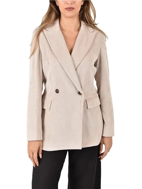 BLAZER IN VELLUTO A COSTE CHIUSURA DOPPIOPETTO DONNA BEIGE