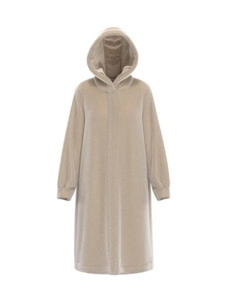 CAPPOTTO LUNGO REVERSIBILE CON CAPPUCCIO DONNA GRIGIO