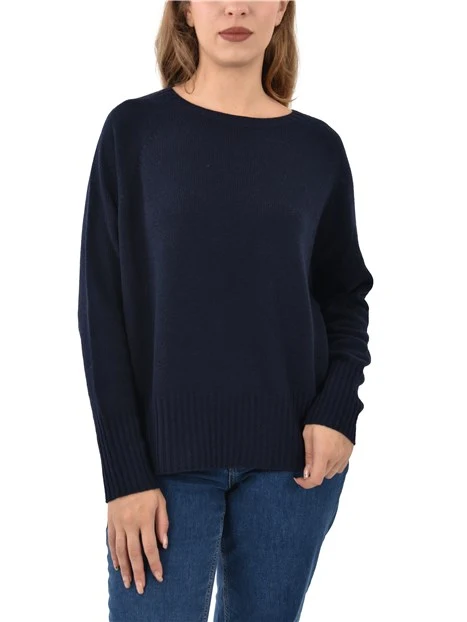 MAGLIA OVERSIZE IN MISTO CASHMERE SPIDER DONNA BLU