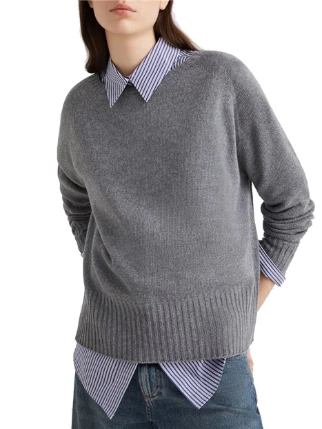 MAGLIA SCOLLO A BARCA MISTO CASHMERE SPIDER DONNA GRIGIO