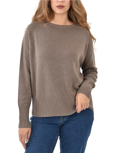 MAGLIA OVERSIZE IN MISTO CASHMERE SPIDER DONNA MARRONE