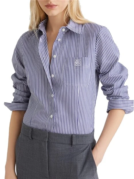 CAMICIA IN COTONE A RIGHE APICE DONNA BLU