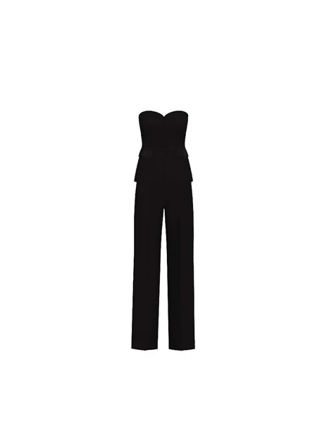 TUTA TOP ADERENTE E PANTALONE FLARE DONNA NERO