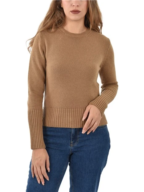 MAGLIA GIROCOLLO MISTO LANA E CASHMERE BEIGE
